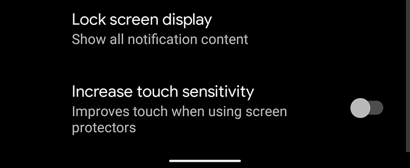Touch Sensitivity Android 11