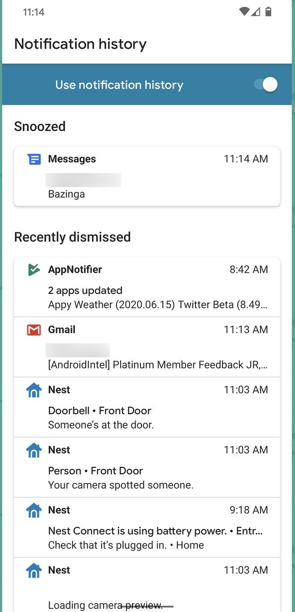 Android 11 Notification History