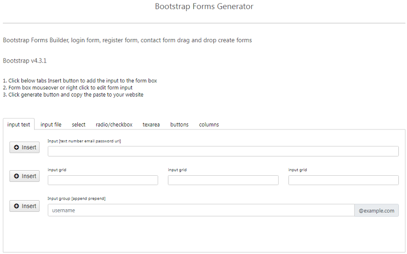Bootstrap Forms Generator
